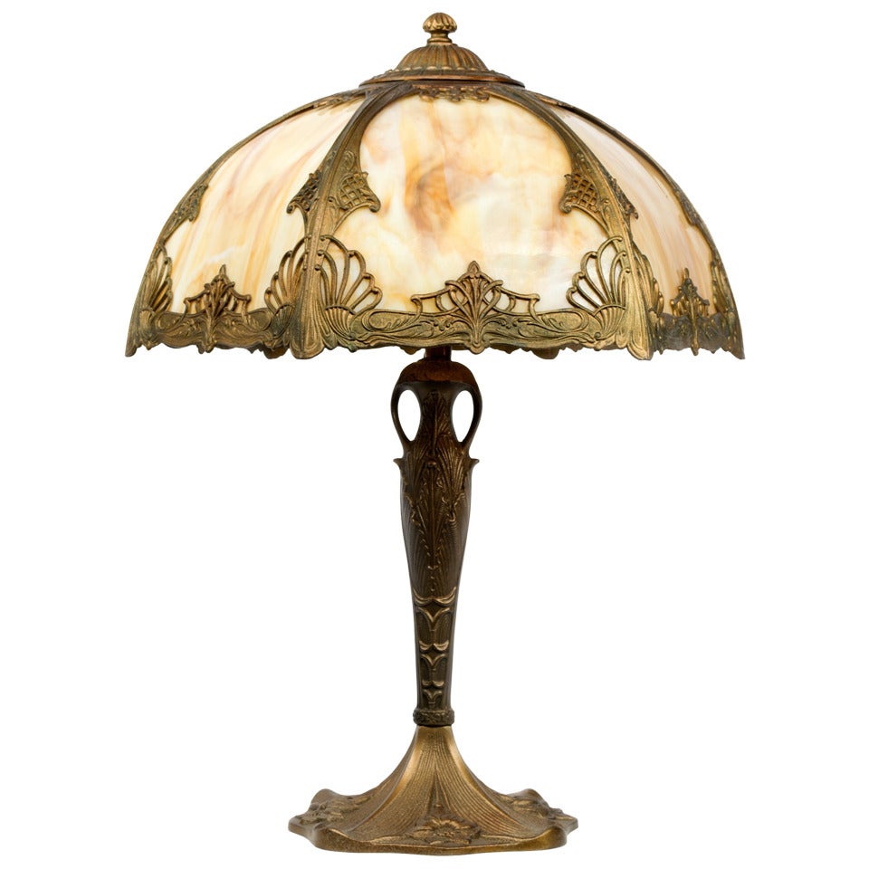 American Art Nouveau Bronze Table Lamp