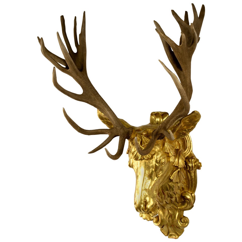 Gilt Red-Deer Stag Head