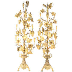 Large Pair of French Ormolu Pascual Lustres