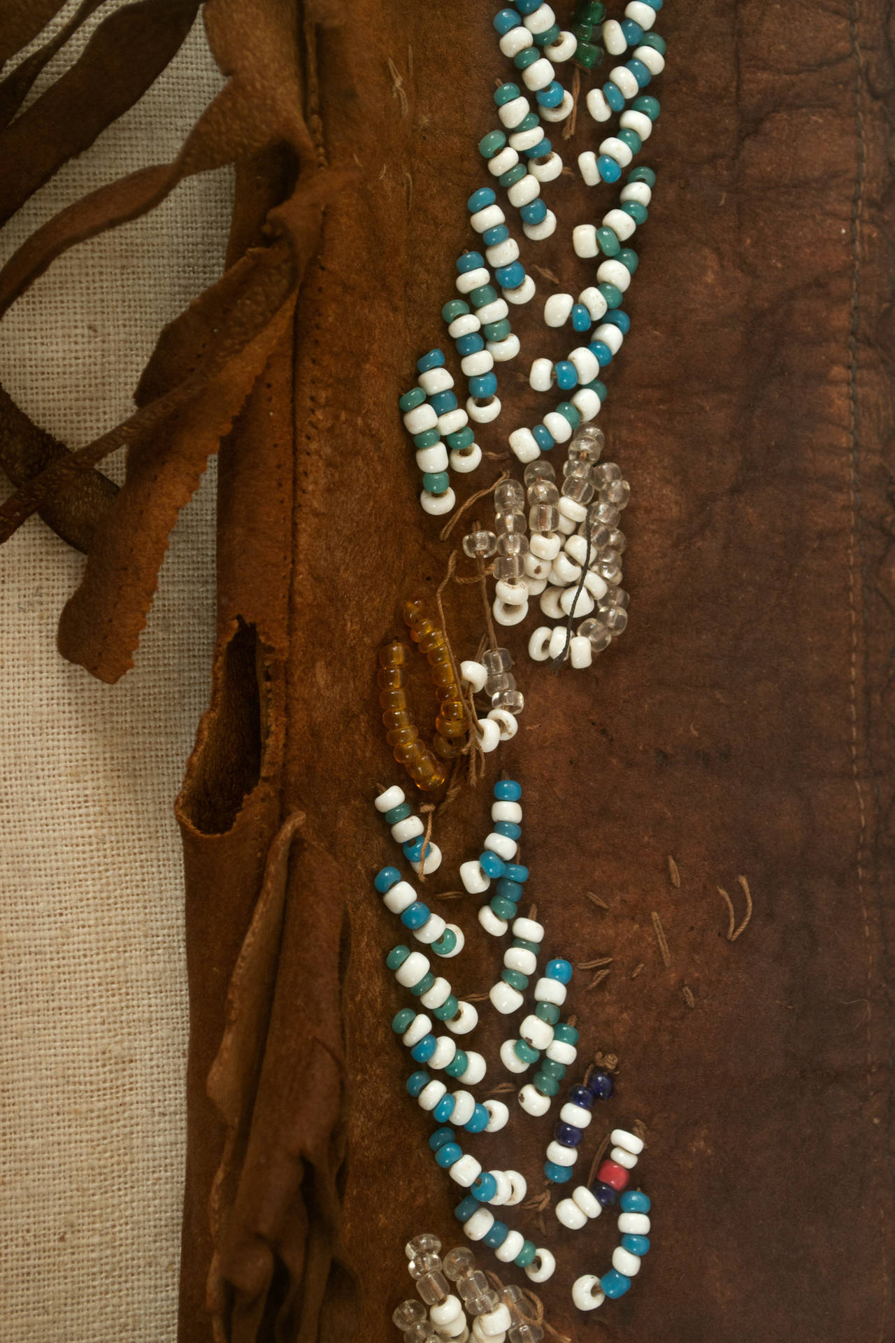 American Pair of Framed Beaded Leather Pants with Gun Holster