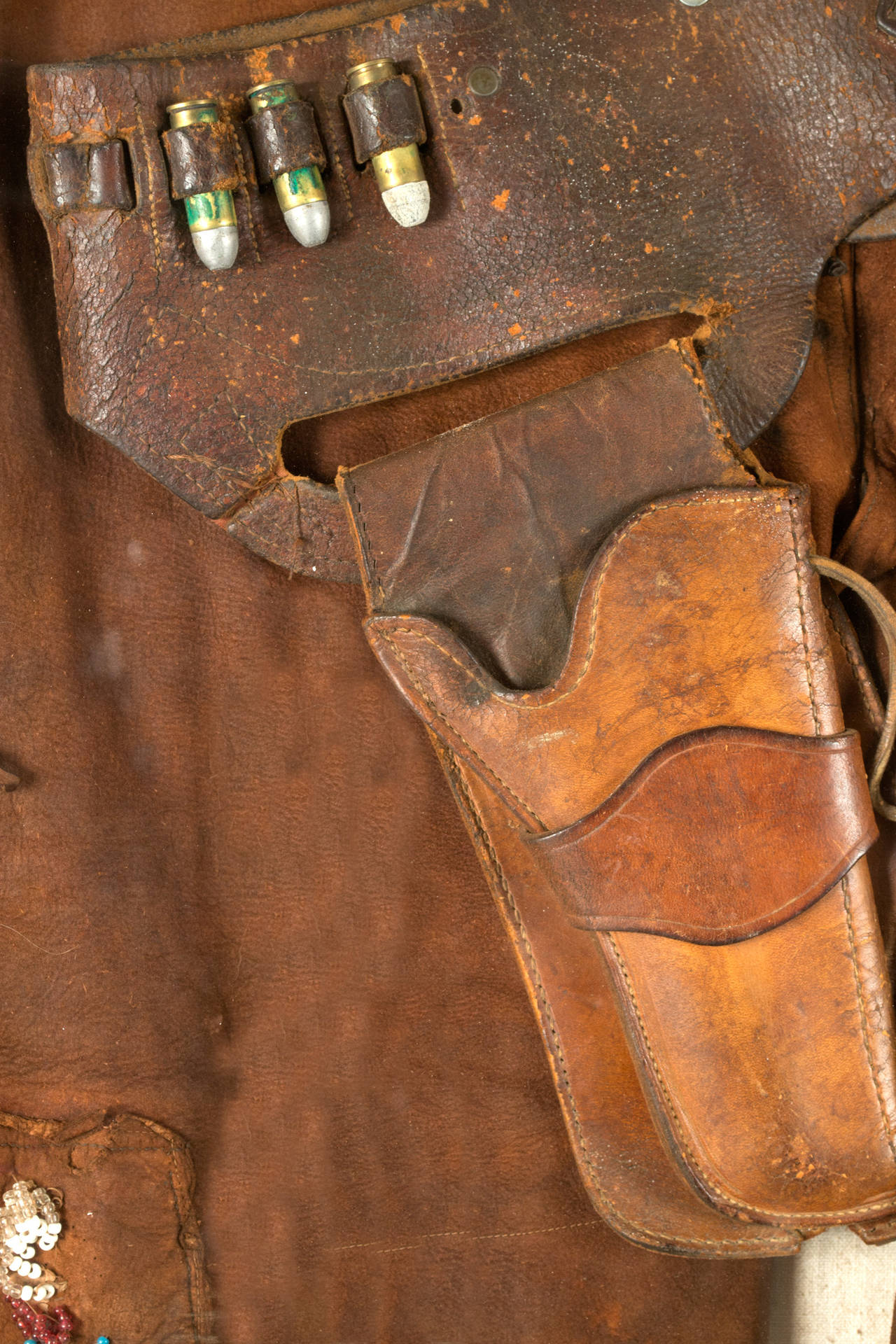 Pair of Framed Beaded Leather Pants with Gun Holster In Good Condition In Salt Lake City, UT