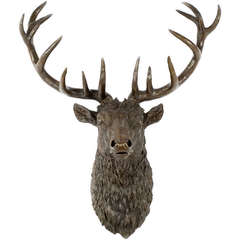 A large bronze stag head