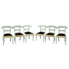 Set of Six Midcentury Indian Enameled Chairs 7