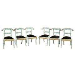 Set of Six Midcentury Indian Enameled Chairs