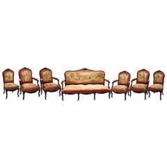 Set of Rosewood Napoleon III Aubusson Salon Sofa and Chairs 3