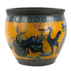 Monumental Chinese Bronze and Cloisonné Pot
