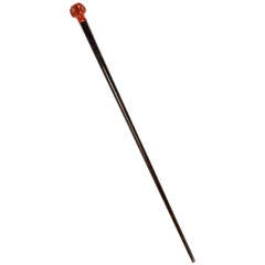 Art Deco Zebrawood Walking Stick Topped with Woman's Head
