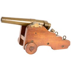 Cast Bronze and Carved Wood Signal Cannon