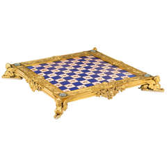 Monumental French Gilt and Enameled Chess Board