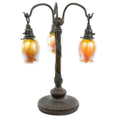 A Tiffany Favrile Glass and Bronze Table Lamp
