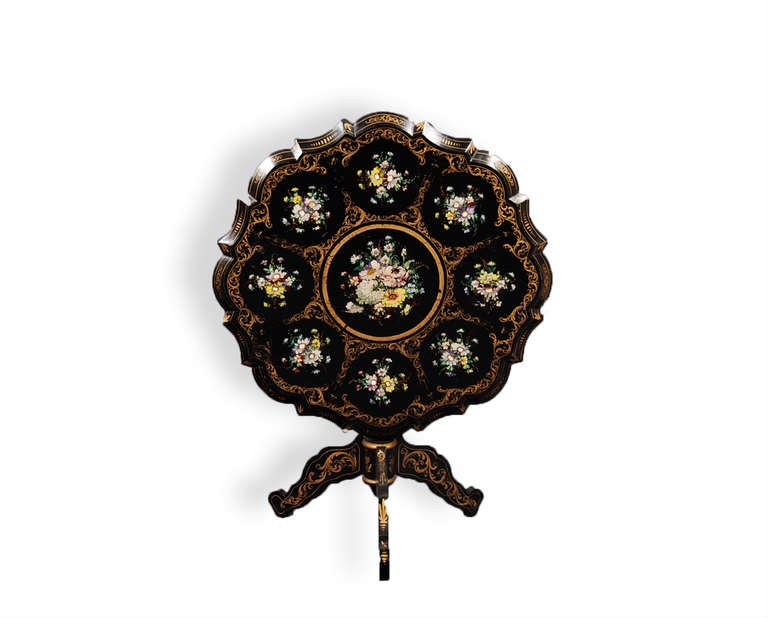 Beaux Arts French Beaux-Arts Occasional Table with Floral Cartouches For Sale