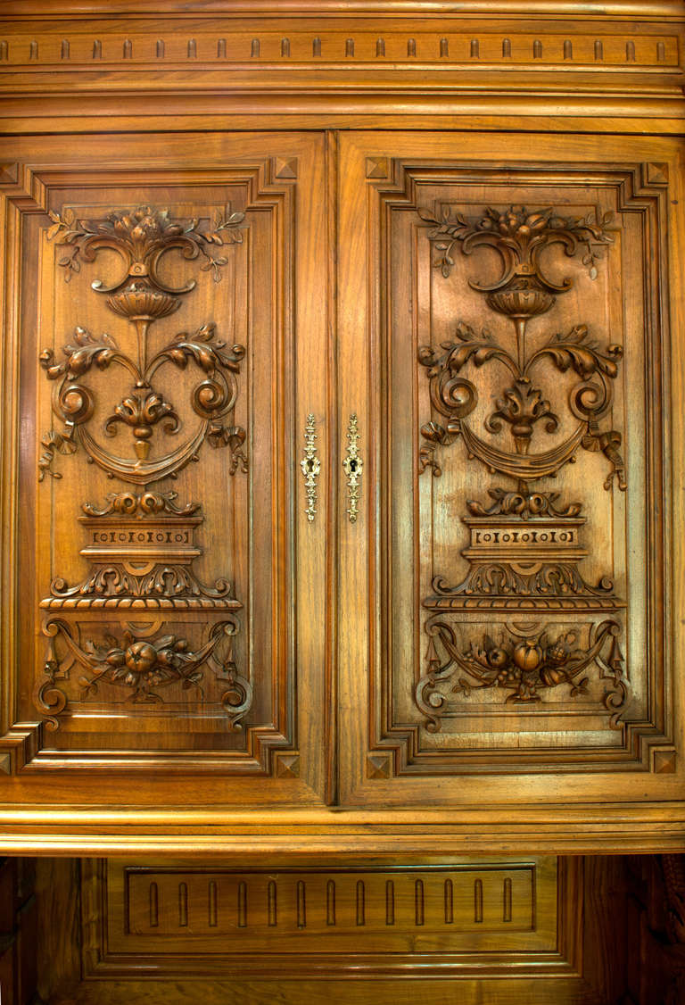 Carved Monumental French St. Hubert Deux Corps Cabinet