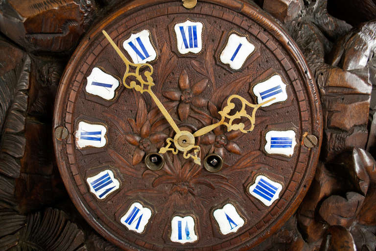 Monumental Black Forest Mantel Clock In Good Condition In Salt Lake City, UT