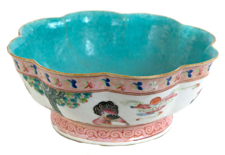 Painted Qing Dynasty Famille Rose Brush Pot