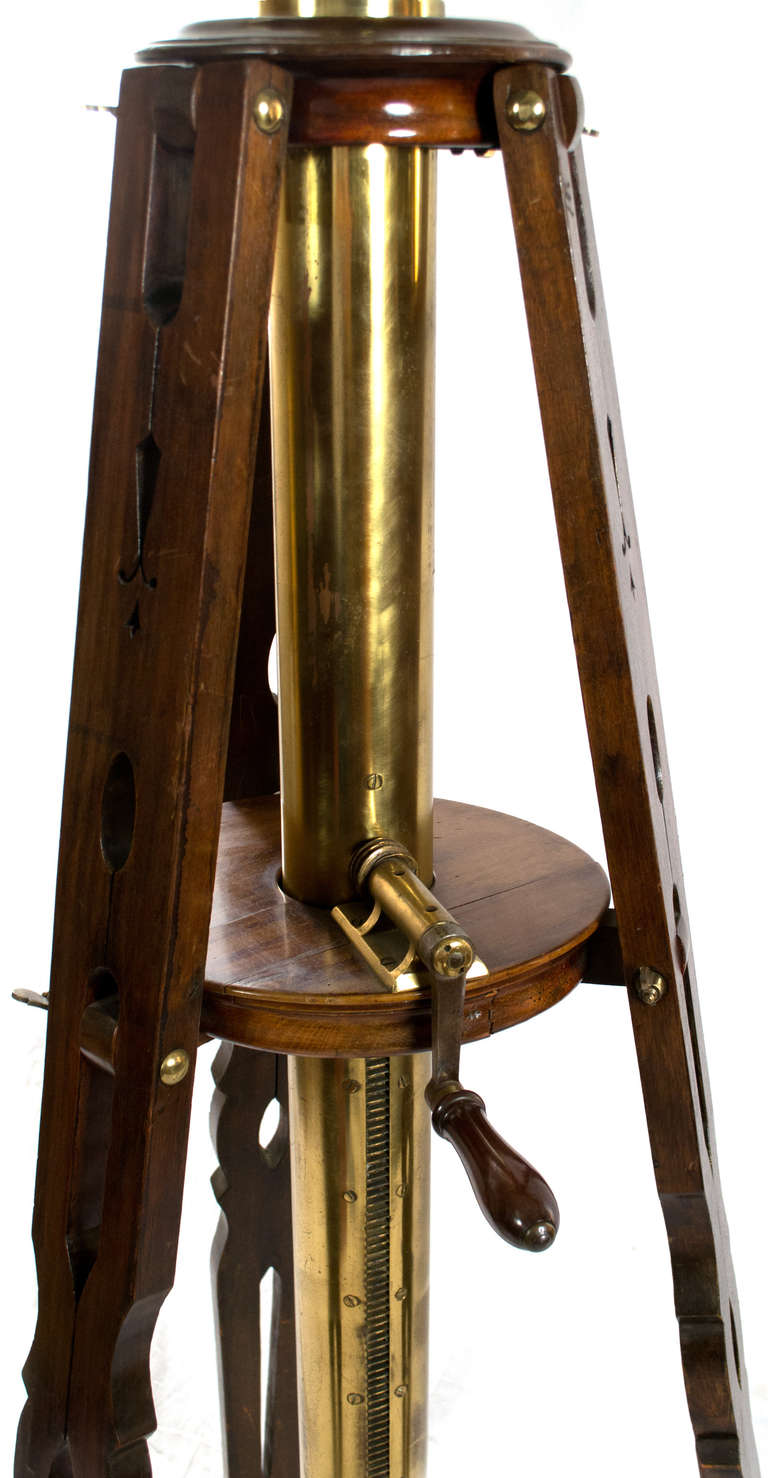 French Monumental Secretan Brass and Mahogany Telescope