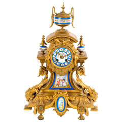 Large Louis XVI Ormolu and Porcelain Mantle Clock