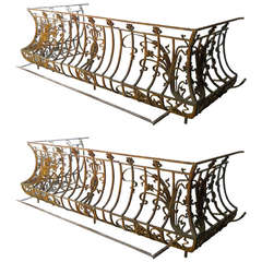 Pair of French Art Nouveau Wrought Iron Bannisters