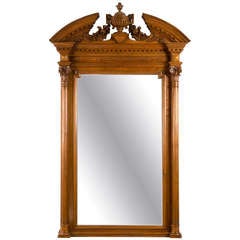 Monumental Louis XVI French Walnut Bevelled Glass Mirror Monumental Louis XVI French Walnut Bevelled Glass Mirror