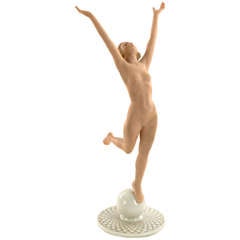 Bavarian Hutschenreuther Porcelain Figurine of Nude Woman