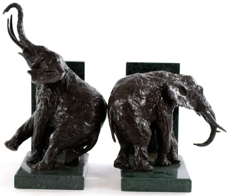 marble elephant bookends