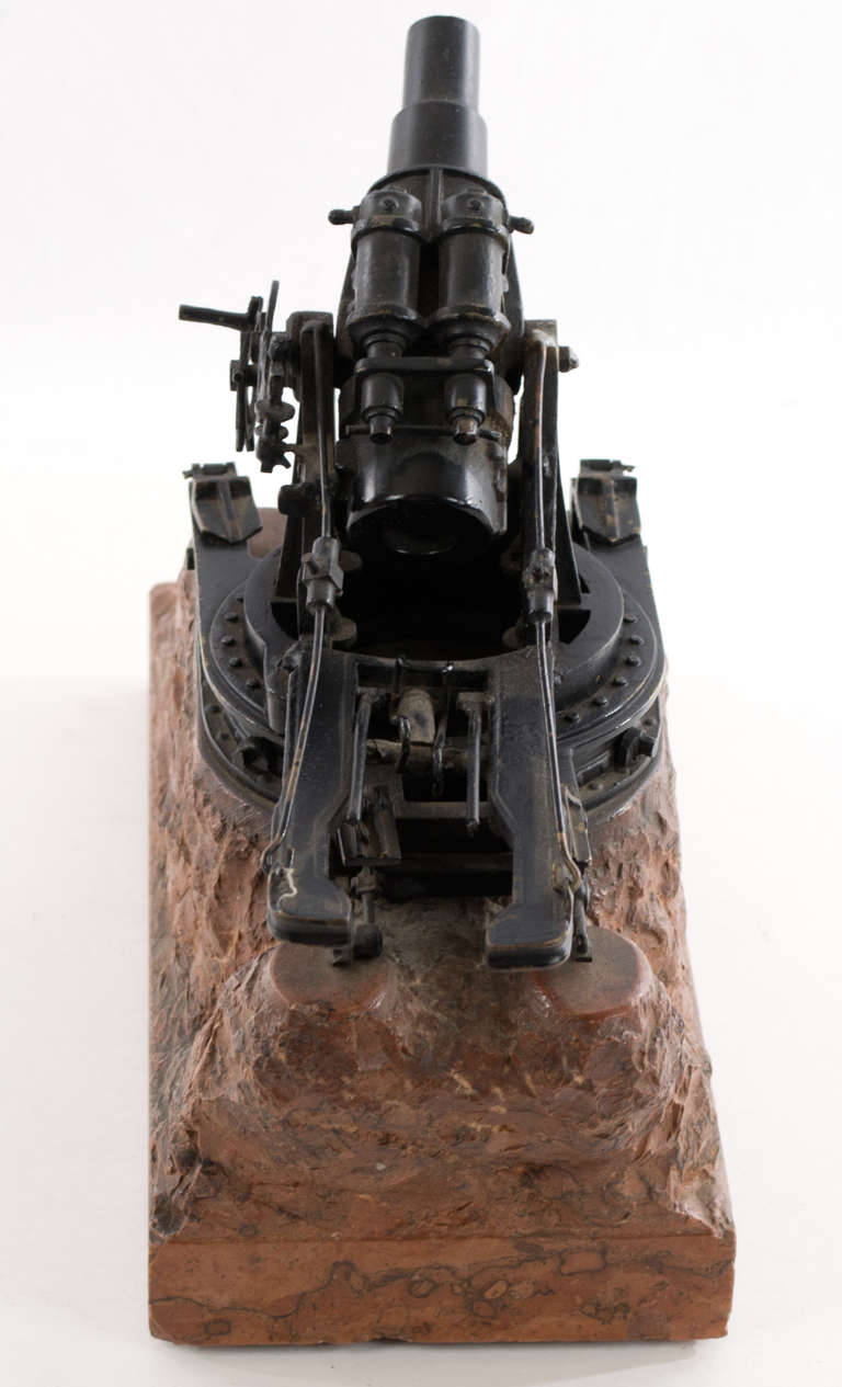 Bronze and Marble Scale Model of a WWI Gun In Good Condition In Salt Lake City, UT