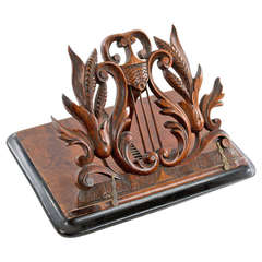 English Carved Mahogany Tabletop Music or Book Stand