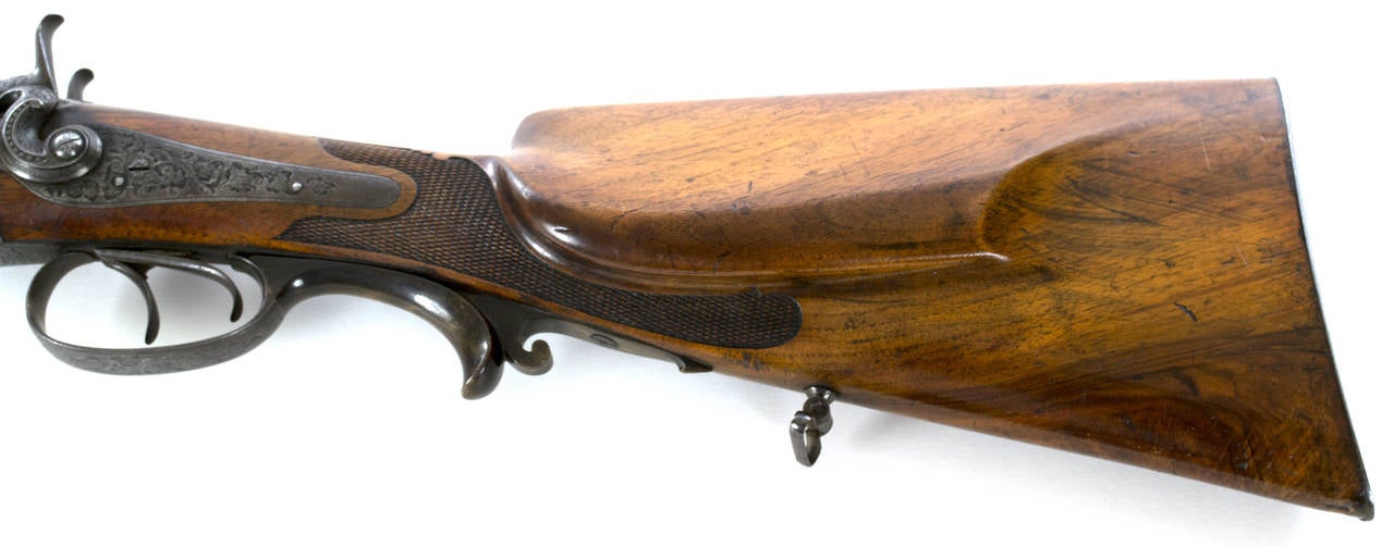 19th Century Damascus Steel German Double Barrel Shotgun In Good Condition In Salt Lake City, UT