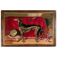 Fine English Needlepoint Painting for Whippet with Cane and Top Hat