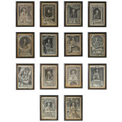 Antique Set of Fourteen 18th Century Royal Portraits