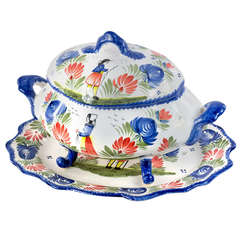 French Quimper Soup Tureen and Charger