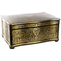 Antique Ebony Box by Tahan Inlaid with Brass