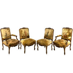 Set of Four Gilt Aubusson Tapestry Mahogany Chairs 2