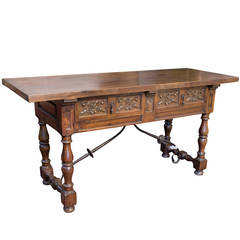 Antique French Walnut Side Table or Desk