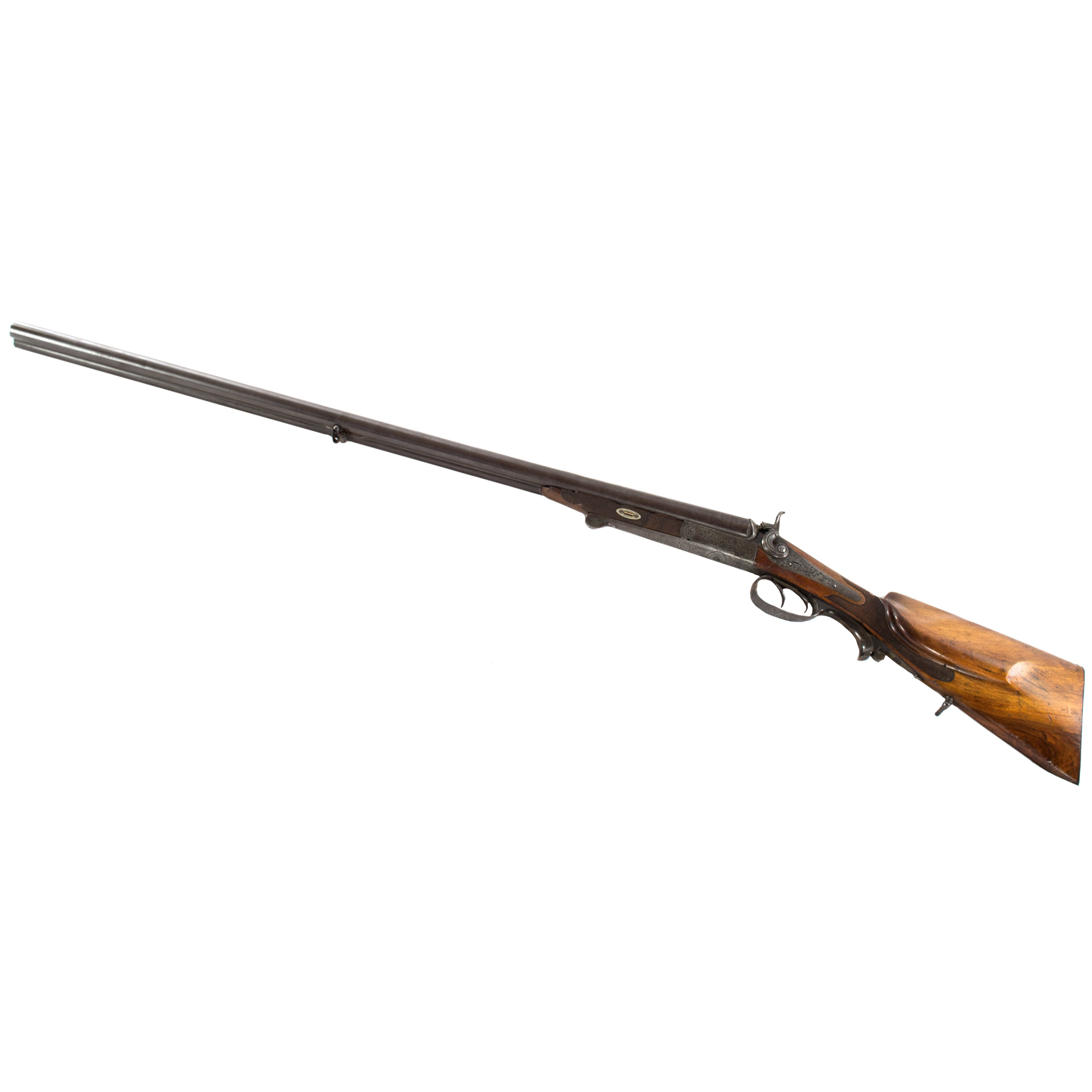 19th Century Damascus Steel German Double Barrel Shotgun
