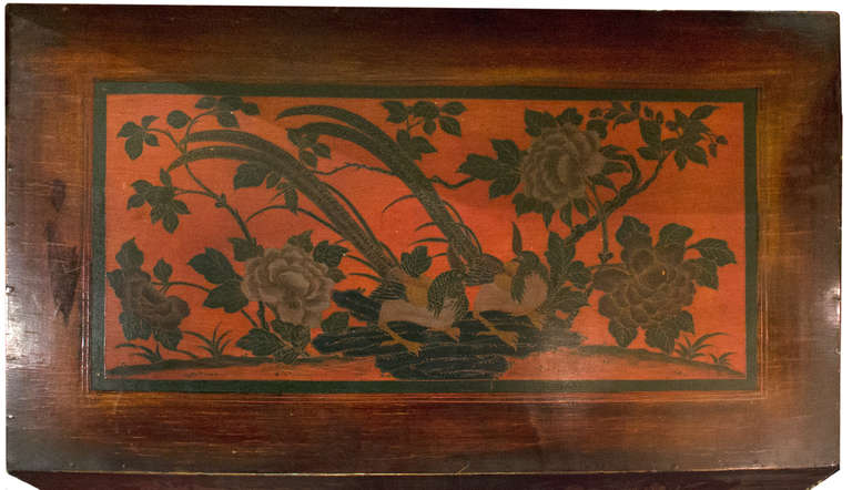 Chinese Unusual Red Lacquer Qing Dynasty Center Cabinet