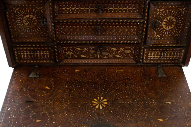 Spanish Vargueño Drop-Front in Oak and Bone