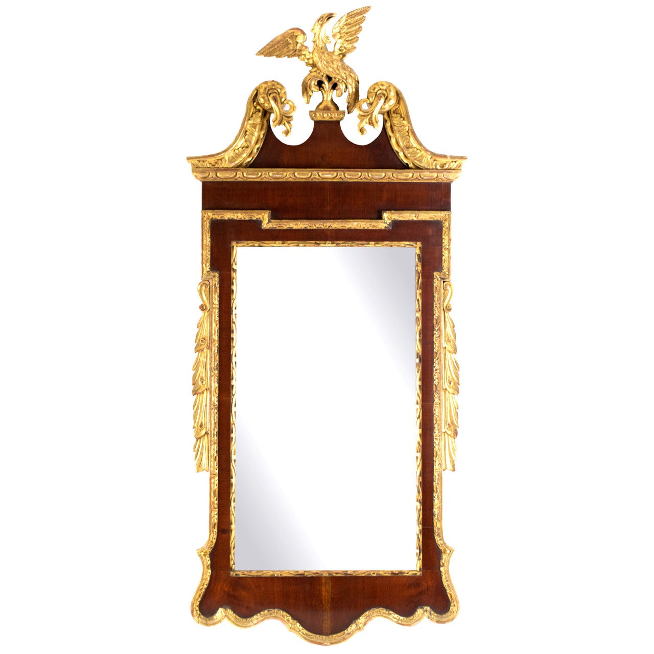 Large Carved Mahogany and Giltwood Mirror with Eagle