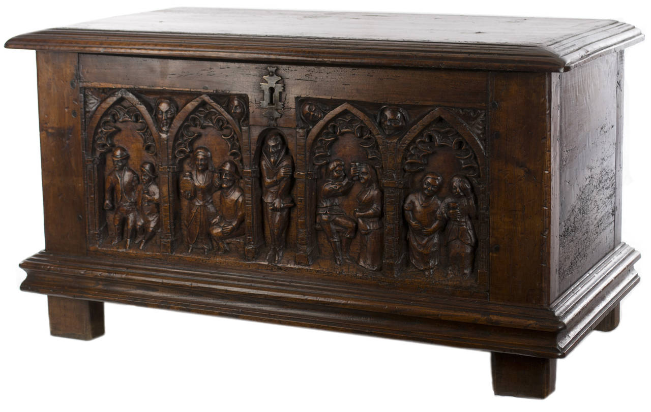 Carved 18th Century French Walnut Marriage Chest