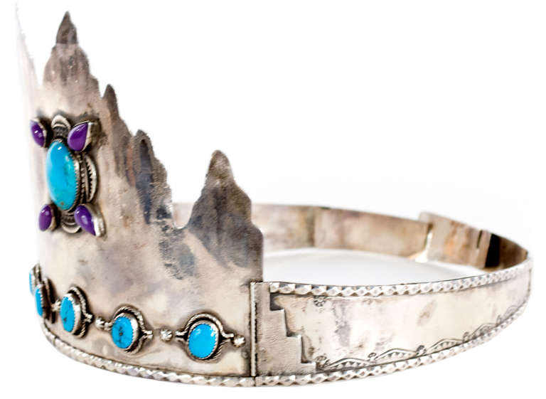 Since 1952, each year the Navajo Nation has held a beauty pageant in Shiprock, Arizona to celebrate young Native-American women. Winners receive a silver crown, made new each year. This tiara is particularly unusual, as it is in the shape of