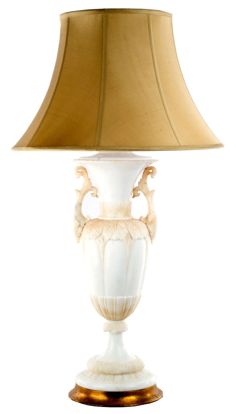 Carved Italian Alabaster Table Lamp