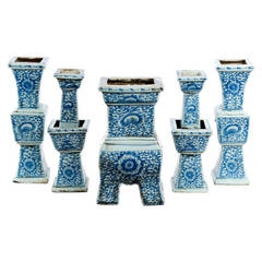 Antique Usual Qing Dynasty, Blue and White Garniture Set