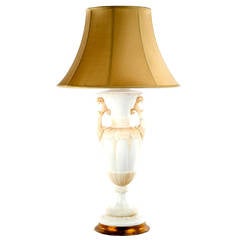 Carved Italian Alabaster Table Lamp