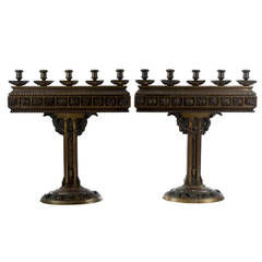 Pair of Large Bronze Art Deco Candelabras
