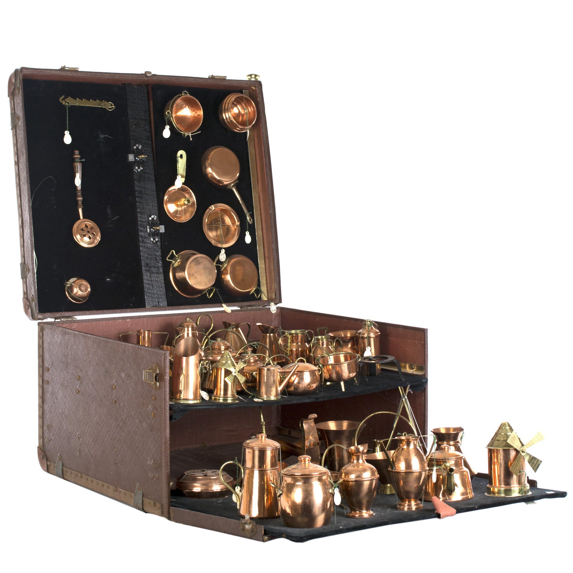 French Salesman Set of Copper Miniatures