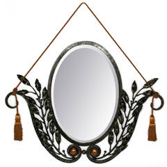 French Art Deco Bevelled Mirror with Laurel Branches
