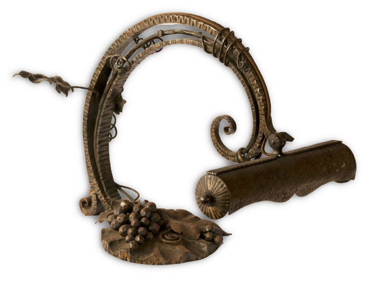 Wrought Iron Piano Lamp, Style of Muller Frères