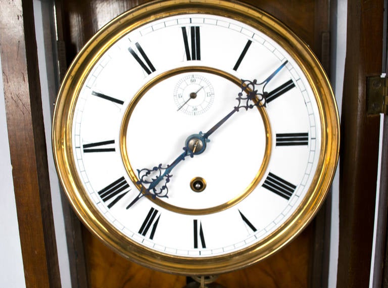 German 1857 Lenzkirch Mahogany Wall Clock