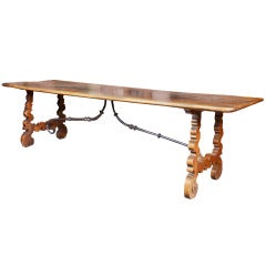 Eighteenth Century Spanish Walnut Trestle-Form Dining Table