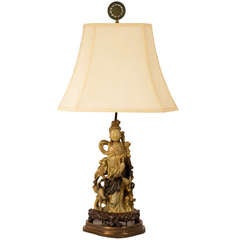 Qing Dynasty Soapstone Table Lamp of Goddess 9