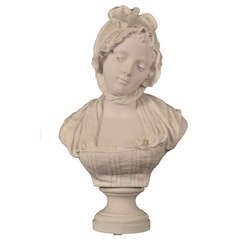 Dresden Porcelain Bisque Bust of Marie Antoinette